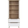 Bibliotheque - VANKKA - 4 étageres - 2 tiroirs - Chene / Blanc - 87,7