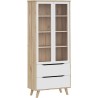 Vitrine - VANKKA - 2 portes vitrées - Chene / Blanc mat - 84,7 x 41,7