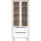 Vitrine - VANKKA - 2 portes vitrées - Chene / Blanc mat - 84,7 x 41,7 x 201,5 cm Vitrine - VANKKA - 2 portes vitrées - Chene / Blanc mat - 84,7 x 41,7 x 201,5 cm