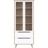 Vitrine - VANKKA - 2 portes vitrées - Chene / Blanc mat - 84,7 x 41,7