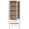Vitrine - VANKKA - 2 portes vitrées - Chene / Blanc mat - 84,7 x 41,7