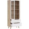 Vitrine - VANKKA - 2 portes vitrées - Chene / Blanc mat - 84,7 x 41,7