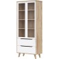 Vitrine - VANKKA - 2 portes vitrées - Chene / Blanc mat - 84,7 x 41,7 x 201,5 cm Vitrine - VANKKA - 2 portes vitrées - Chene / Blanc mat - 84,7 x 41,7 x 201,5 cm