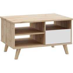 Meuble TV - VANKKA - Chene / Blanc mat - 124,4 x 41,7 x 54,3 cm