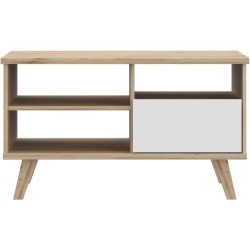 Meuble TV - VANKKA - Chene / Blanc mat - 124,4 x 41,7 x 54,3 cm