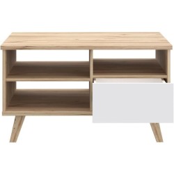 Meuble TV - VANKKA - Chene / Blanc mat - 124,4 x 41,7 x 54,3 cm