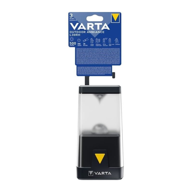 Lanterne-VARTA-Outdoor Ambiance Lantern L30RH-500lm-Hybride (Piles ou Lanterne-VARTA-Outdoor Ambiance Lantern L30RH-500lm-Hybride (Piles ou