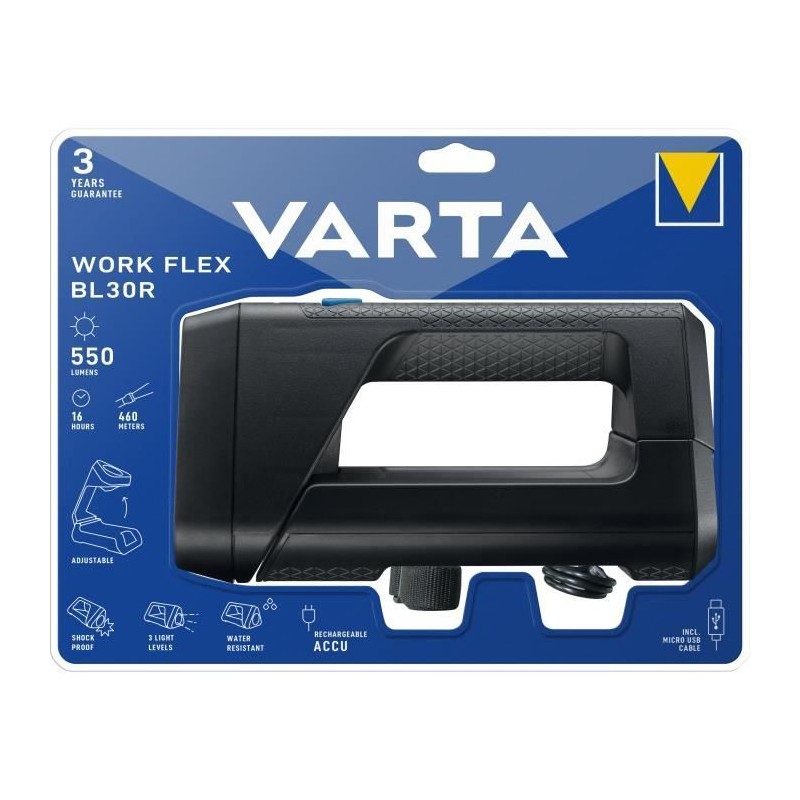 Baladeuse-VARTA-Work Flex BL30R-550lm-Puissante-Eclairage ajustable-IP