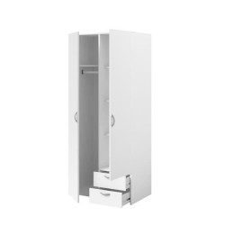 Armoire VARIA - Décor blanc - 2 portes battantes + 2 tiroirs - L 81 c