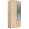 Armoire de chambre - VARIA - Décor chene - 2 portes dont 1 avec miroi