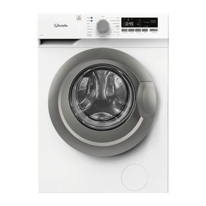 Lave-linge hublot VEDETTE LLV395W - 9 kg - Induction - L60cm - 1400 tr Lave-linge hublot VEDETTE LLV395W - 9 kg - Induction - L60cm - 1400 tr