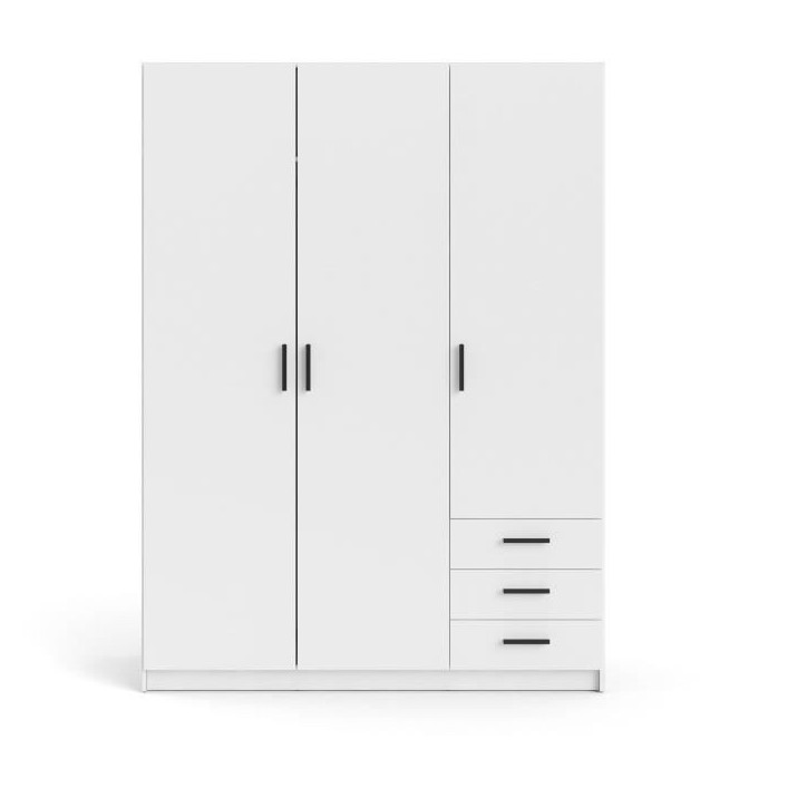 Armoire VEGA - Décor Blanc mat - 3 portes + 3 tiroirs - L 147 x P 49,6 x H 200,4 cm Armoire VEGA - Décor Blanc mat - 3 portes + 3 tiroirs - L 147 x P 49,6 x H 200,4 cm