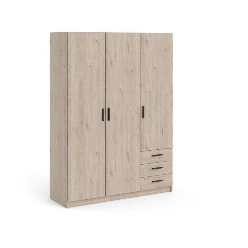 Armoire VEGA - Décor chene - 3 portes + 3 tiroirs - L 147 x P 49,6 x Armoire VEGA - Décor chene - 3 portes + 3 tiroirs - L 147 x P 49,6 x