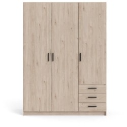 Armoire VEGA - Décor chene - 3 portes + 3 tiroirs - L 147 x P 49,6 x