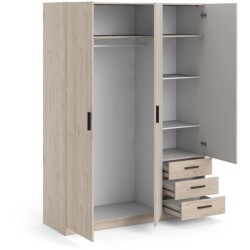 Armoire VEGA - Décor chene - 3 portes + 3 tiroirs - L 147 x P 49,6 x