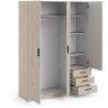 Armoire VEGA - Décor chene - 3 portes + 3 tiroirs - L 147 x P 49,6 x
