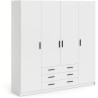 Armoire VEGA - Décor Blanc mat - 4 portes + 3 tiroirs - L 195,5 x P 4