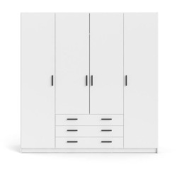 Armoire VEGA - Décor Blanc mat - 4 portes + 3 tiroirs - L 195,5 x P 4