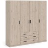 Armoire VEGA - Décor Chene Jackson - 4 portes + 3 tiroirs - L 195,5 x