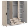Armoire VEGA - Décor Chene Jackson - 4 portes + 3 tiroirs - L 195,5 x