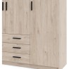 Armoire VEGA - Décor Chene Jackson - 4 portes + 3 tiroirs - L 195,5 x