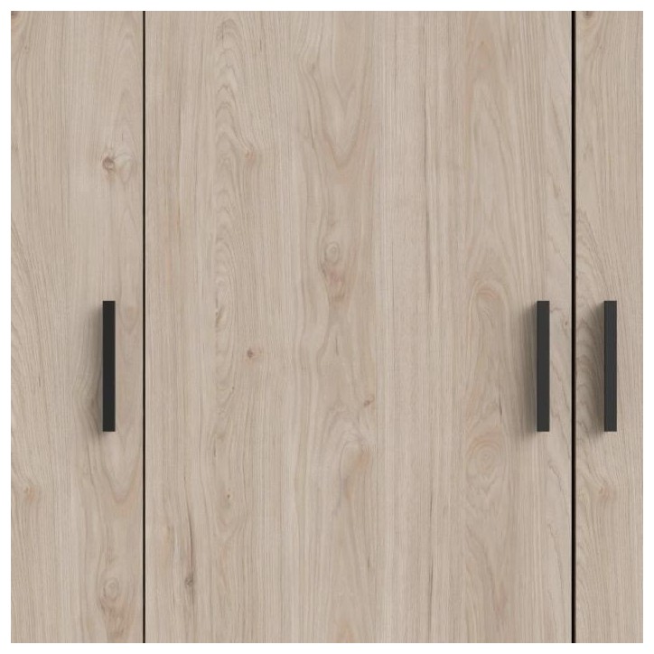 Armoire VEGA - Décor Chene Jackson - 4 portes + 3 tiroirs - L 195,5 x P 49,6 x H 200,4 cm
