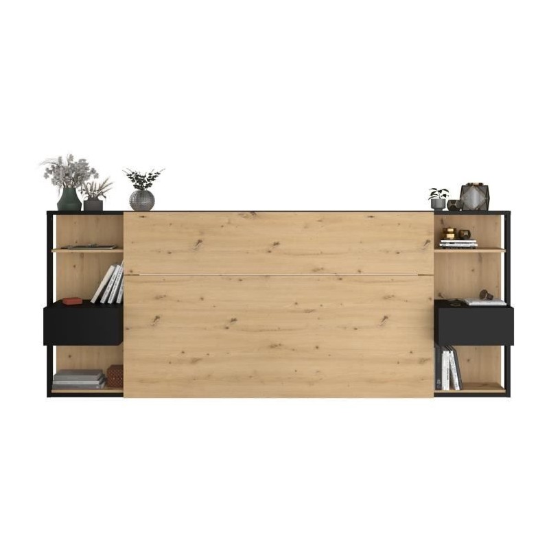 PARISOT Tete de Lit avec étageres + chevets intégrés - Décor chene PARISOT Tete de Lit avec étageres + chevets intégrés - Décor chene