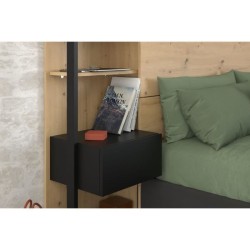 PARISOT Tete de Lit avec étageres + chevets intégrés - Décor chene