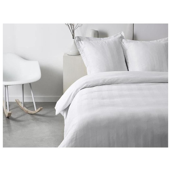 Parrure de lit TODAY Prestige - 220 x 240 cm - 2 personnes - 100% Satin de coton - Craie