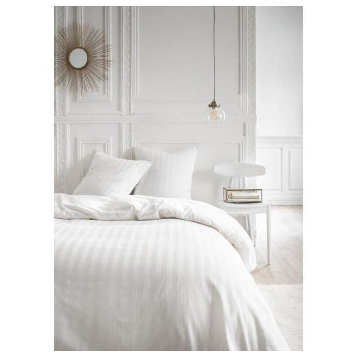Parrure de lit TODAY Prestige - 220 x 240 cm - 2 personnes - 100% Satin de coton - Craie