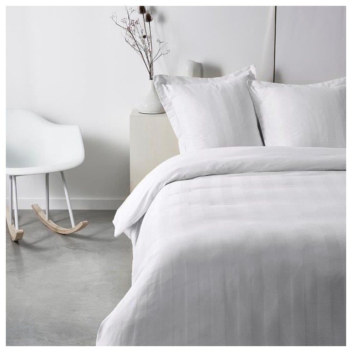 Parrure de lit TODAY Prestige - 240 x 260 cm - 2 personnes - 100% Satin de coton - Craie