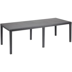 Table a manger de jardin QUEEN effet rotin - Anthracite - 220 x 90 x 7