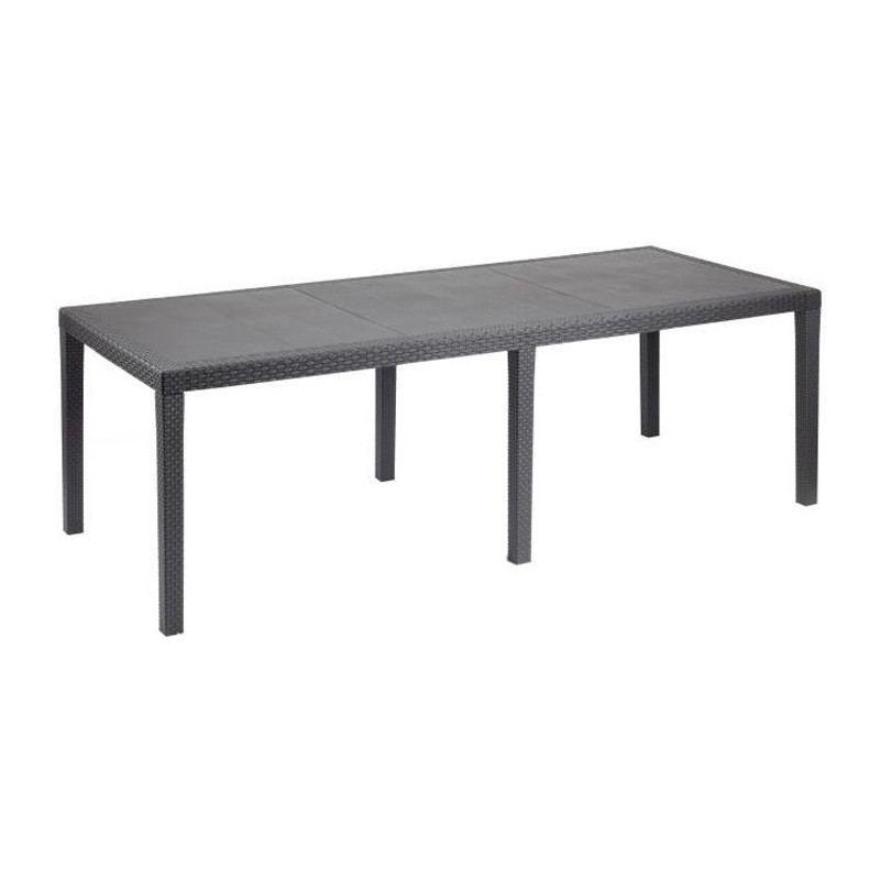 Table a manger de jardin QUEEN effet rotin - Anthracite - 220 x 90 x 7 Table a manger de jardin QUEEN effet rotin - Anthracite - 220 x 90 x 7