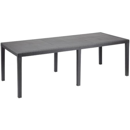 Table a manger de jardin QUEEN effet rotin - Anthracite - 220 x 90 x 7