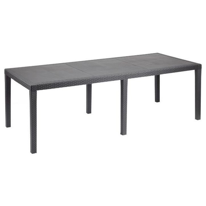 Table a manger de jardin QUEEN effet rotin - Anthracite - 220 x 90 x 72 cm