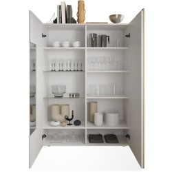 Vitrine - VENEZIA - 2 portes - Blanc laqué / Chene Cadiz - 121 x 44 x