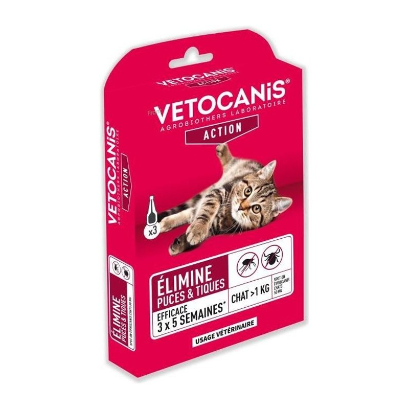 VETOCANIS Pipettes Spot on, Anti-puces et Anti-tiques - Pour chat VETOCANIS Pipettes Spot on, Anti-puces et Anti-tiques - Pour chat