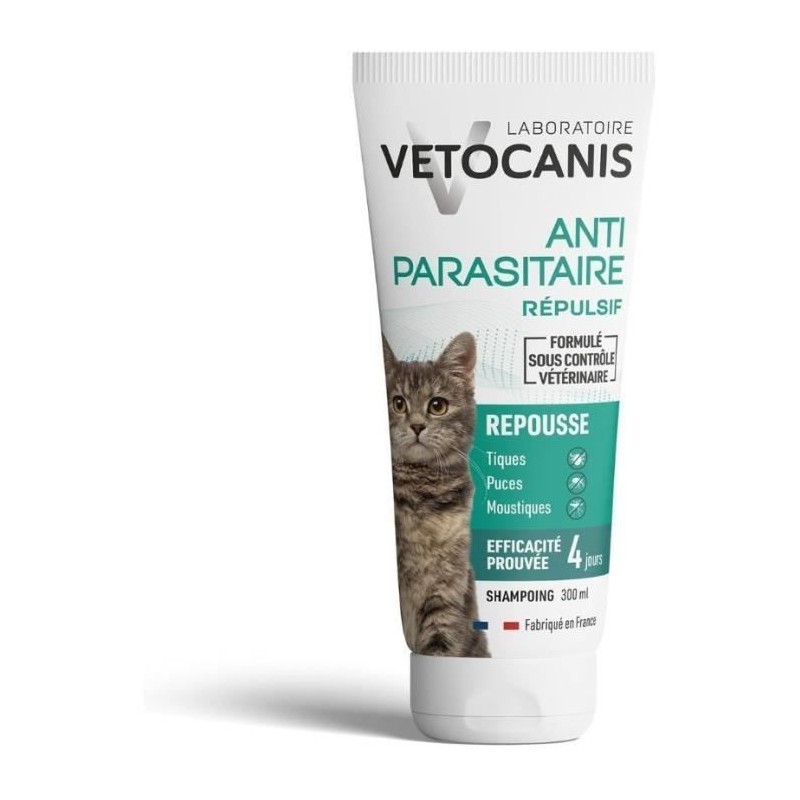 Shampoing anti-puces - VETOCANIS - Répulsif Chat 300ml