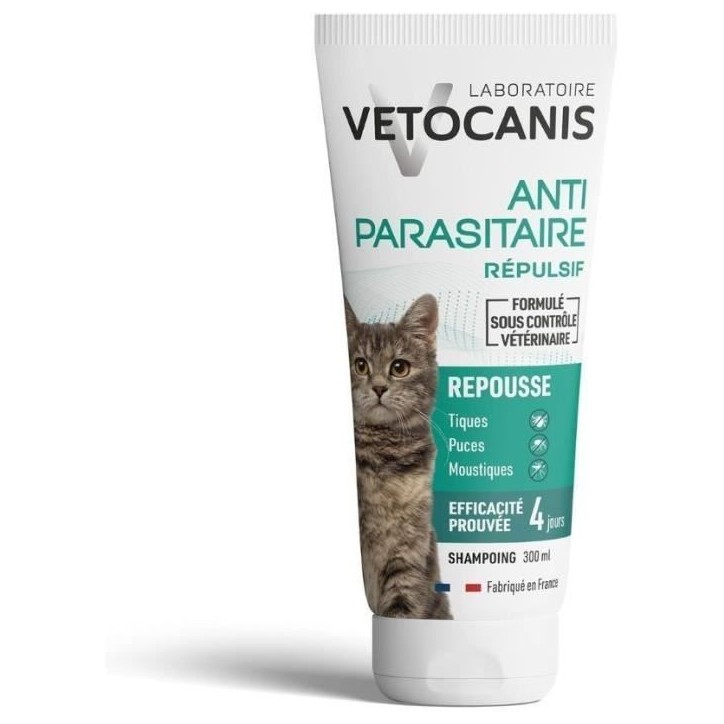 Shampoing anti-puces - VETOCANIS - Répulsif Chat 300ml