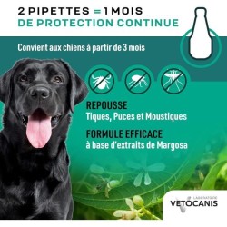Pipette Anti-puces, tiques et moustiques - VETOCANIS - Répulsif pour