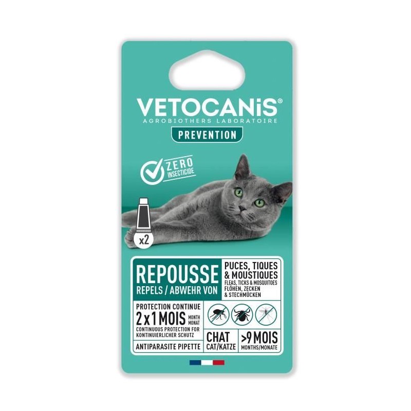 VETOCANIS Pipettes Anti Puces, Tiques, Moustiques, pour Chaton - 2 pip VETOCANIS Pipettes Anti Puces, Tiques, Moustiques, pour Chaton - 2 pip