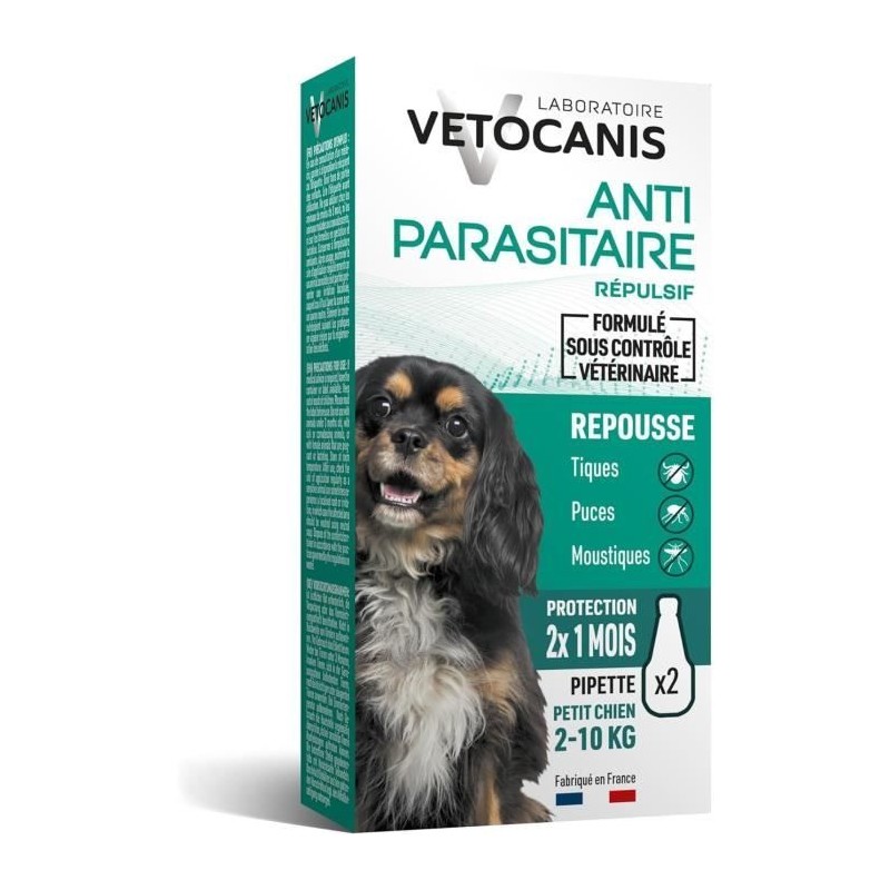 Pipettes Anti puces - VETOCANIS - 2x1 Mois sans Tiques, Puces, Moustiq