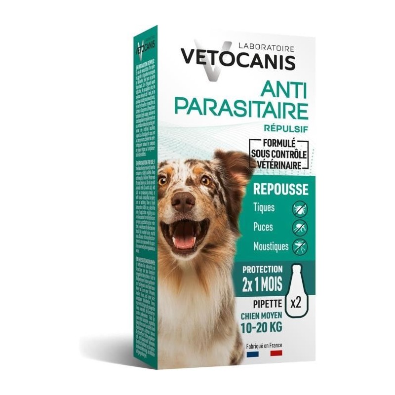 Pipettes préventives antiparasitaires - VETOCANIS - x2 - Pour Chiens Pipettes préventives antiparasitaires - VETOCANIS - x2 - Pour Chiens