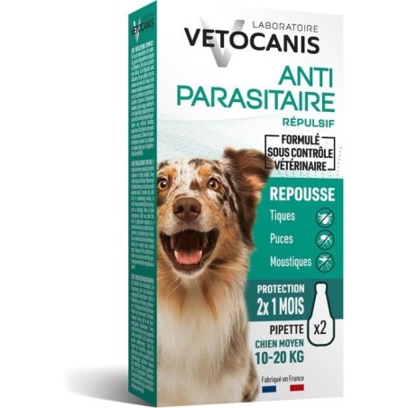 Pipettes préventives antiparasitaires - VETOCANIS - x2 - Pour Chiens