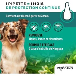 Pipettes préventives antiparasitaires - VETOCANIS - x2 - Pour Chiens
