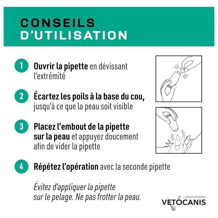 Anti-parasitaire - VETOCANIS - Pipettes Anti-Puces Anti-Tiques Anti-Moustiques Répulsives pour Chat