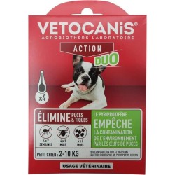 Pipettes - VETOCANIS - x4 Pipettes Anti-puces et tiques Duo 67mg/20mg
