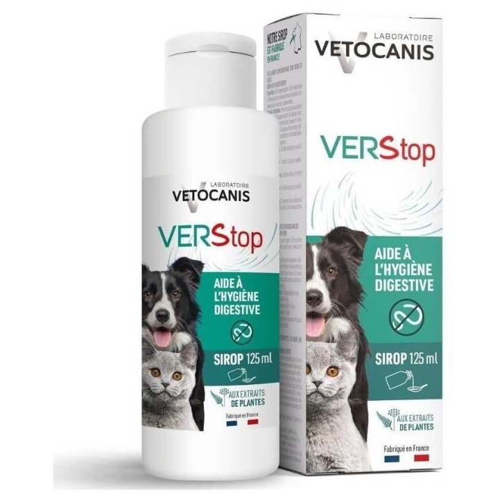 Sirop aide a l'hygiene digestive - VETOCANIS - VERSTOP - Pour Chien et Chat - 125 ml