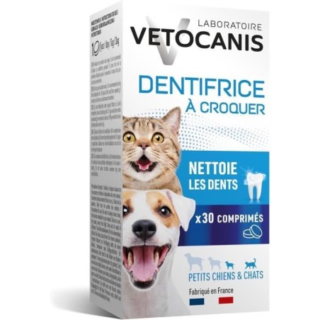 Dentifrice croquer - VETOCANIS - x30 Comprimés pour Chat et Petit Chi