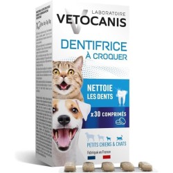 Dentifrice croquer - VETOCANIS - x30 Comprimés pour Chat et Petit Chi
